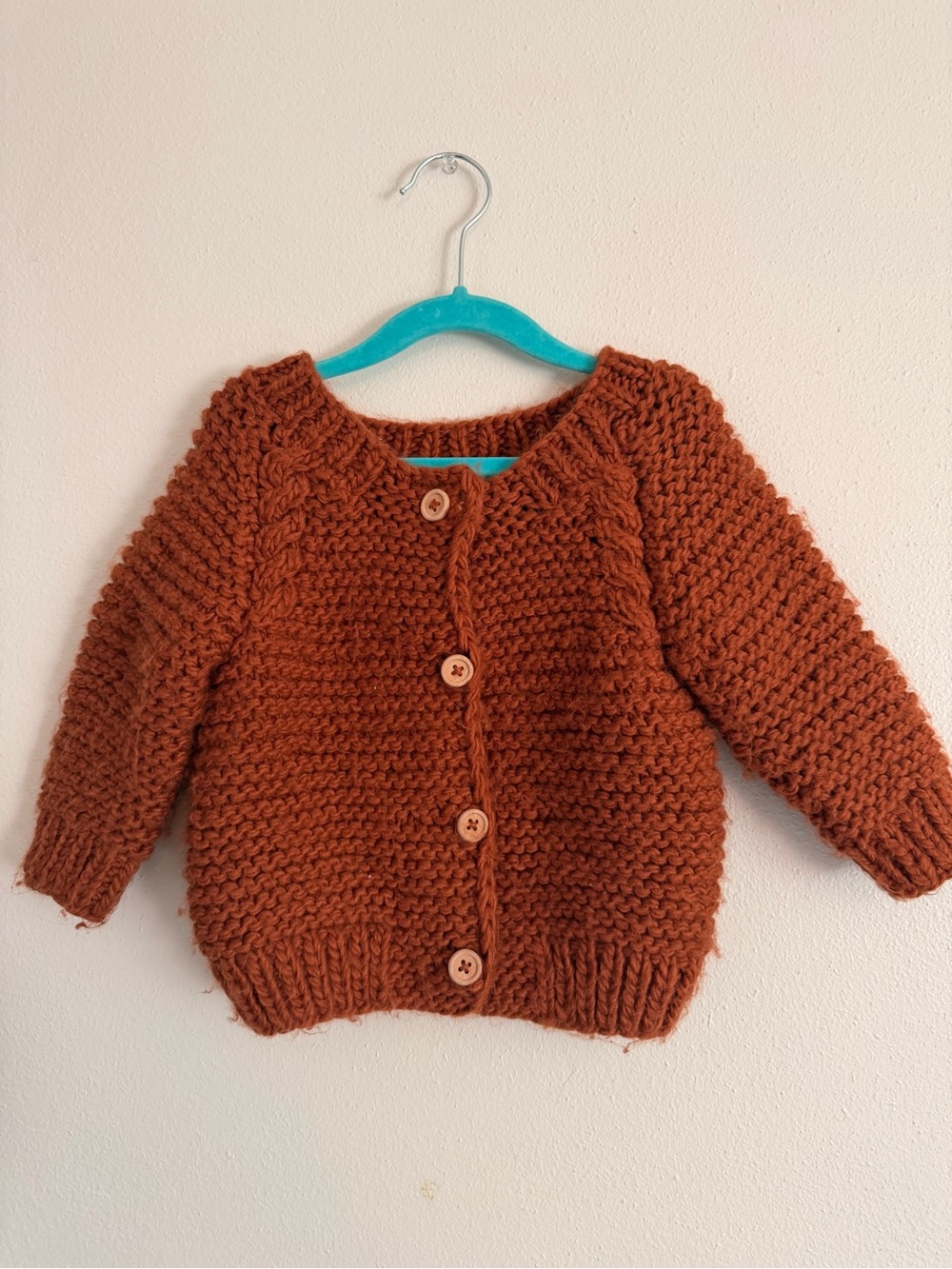 Huggalugs Cozy Chunky Knit Cardigan Sweater - Rust Brown